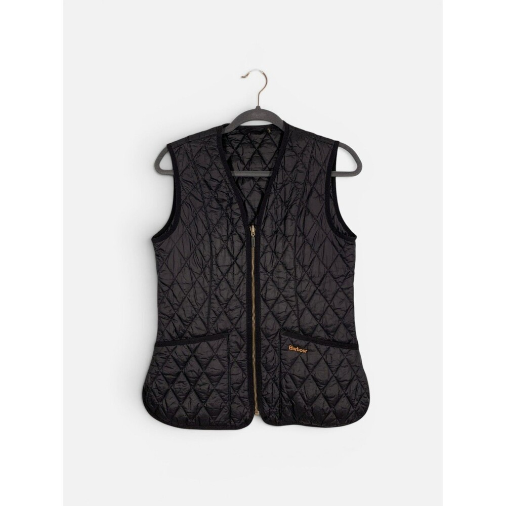 Barbour Betty Interactive Quilted Vest Black Zip Liner Women's US 6 UK 10